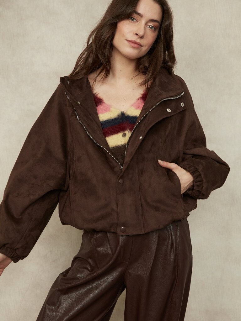 RD Style Brown Faux Suede Jacket