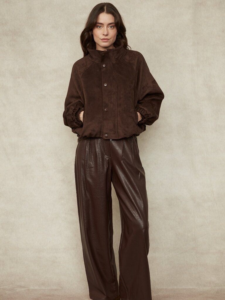 RD Style Brown Faux Suede Jacket