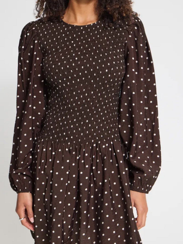 ICHI Brown Beige Smock Mini