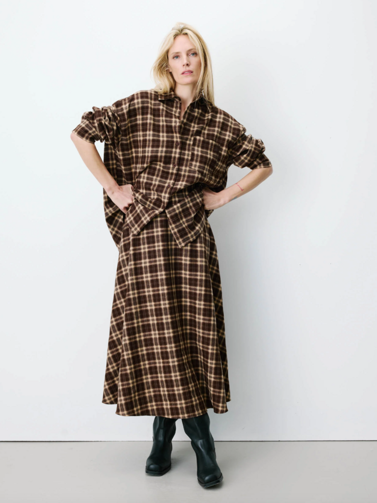 Grace & Mila Plaid Midi Skirt