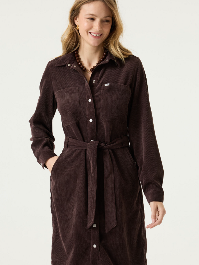 Garcia Brown Cord Button Dress