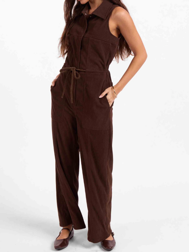 Sage The Label Brown Cord Jumpsuit