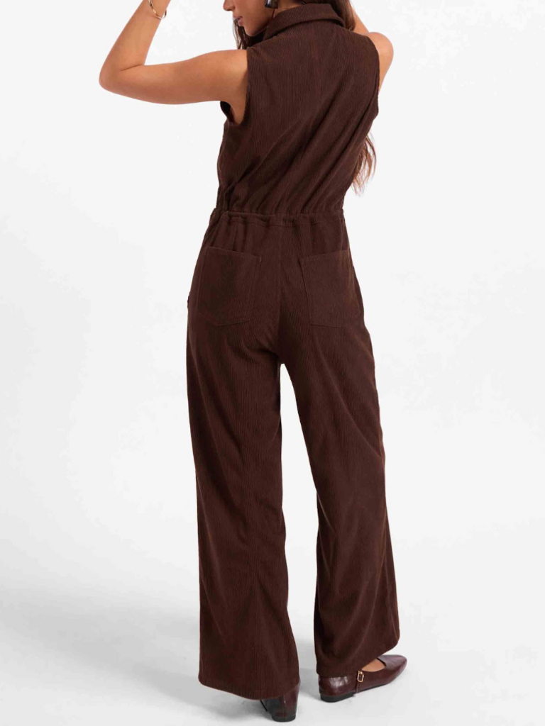 Sage The Label Brown Cord Jumpsuit