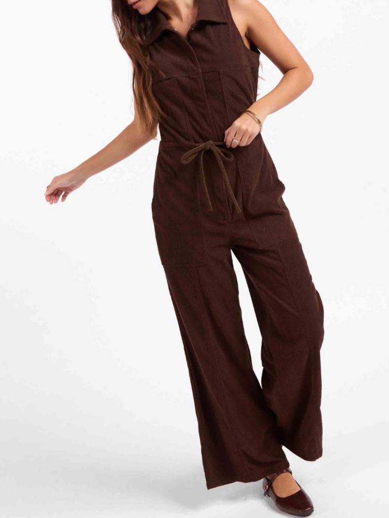 Sage The Label Brown Cord Jumpsuit