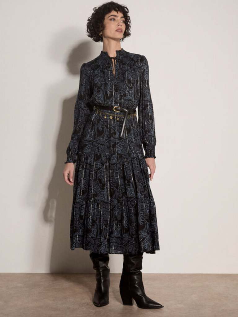 Apricot Blue Paisley Midi