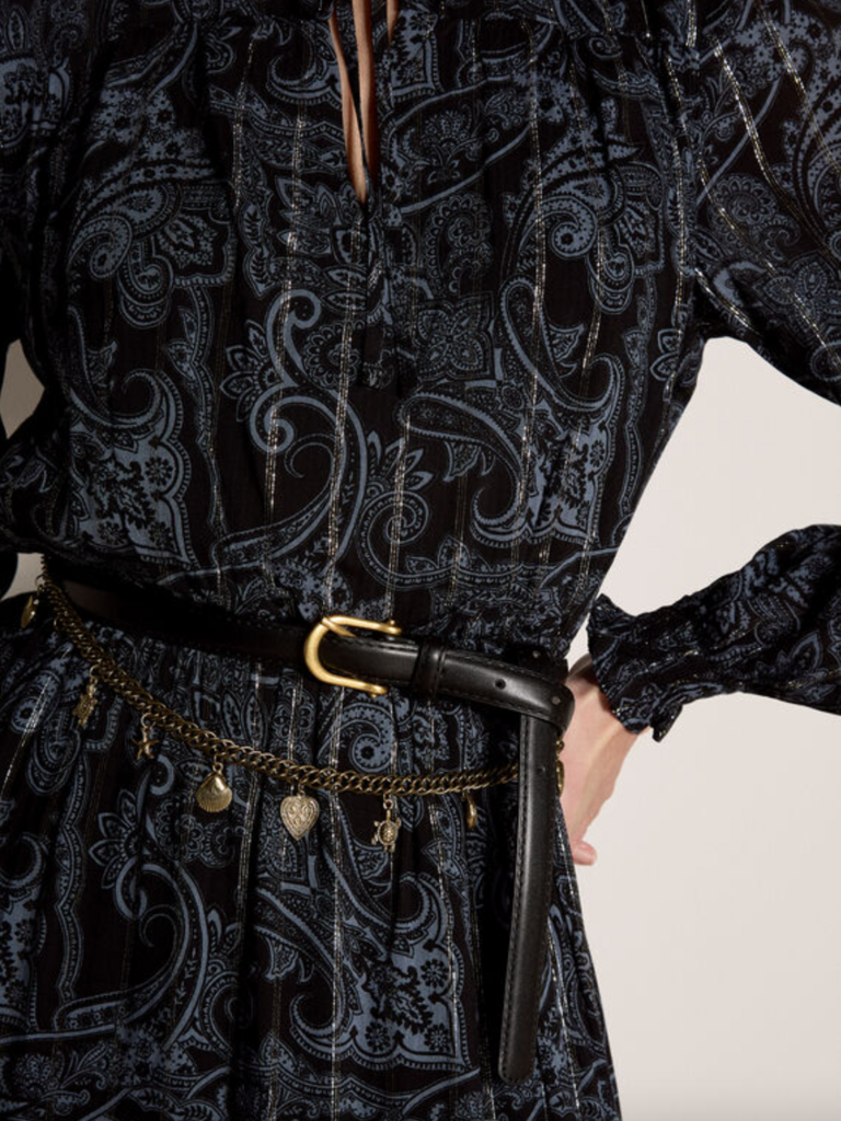 Apricot Blue Paisley Midi