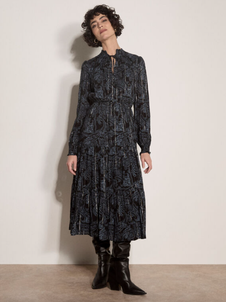 Apricot Blue Paisley Midi