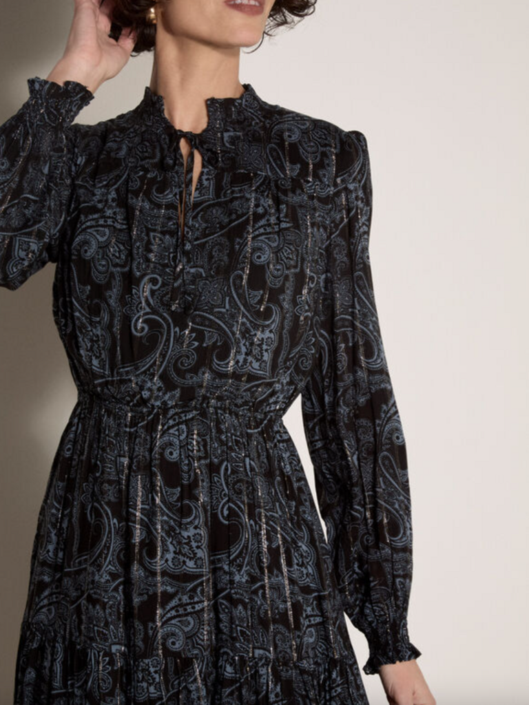Apricot Blue Paisley Midi