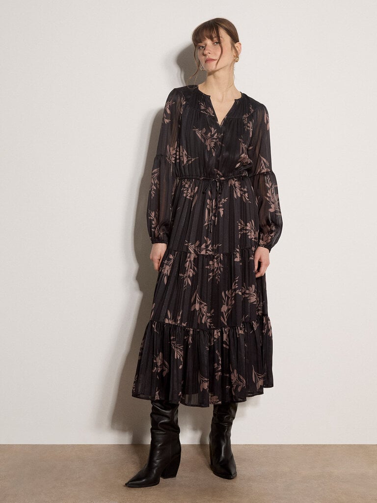 Apricot Grey Peach Floral Maxi