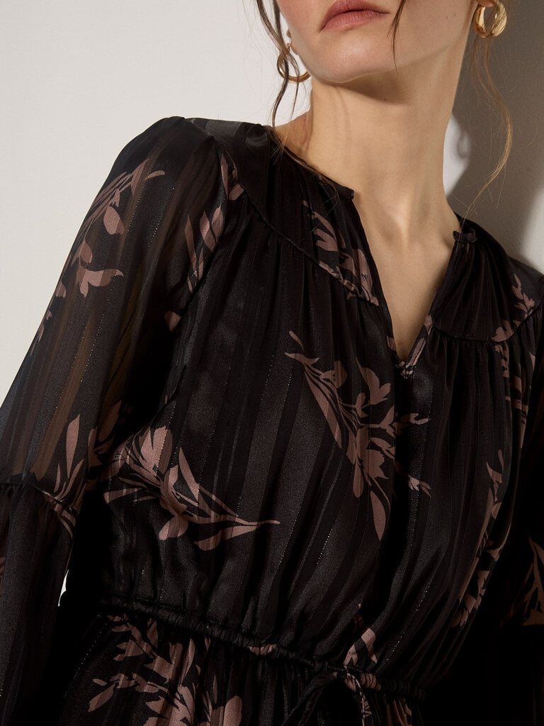 Apricot Grey Peach Floral Maxi