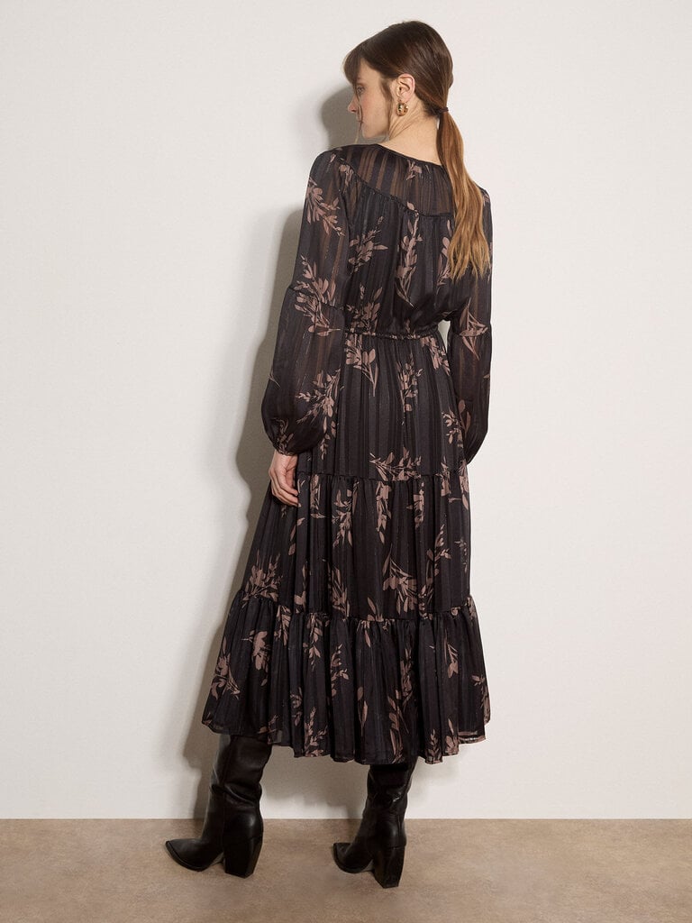 Apricot Grey Peach Floral Maxi