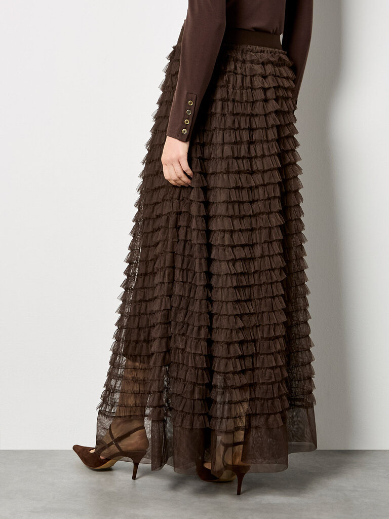 Apricot Brown Tiered Tulle Skirt