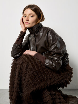 Apricot Brown Tiered Tulle Skirt