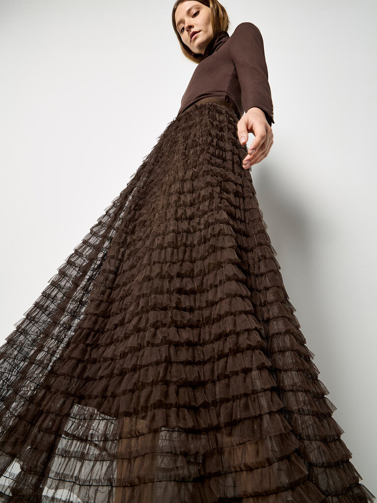 Apricot Brown Tiered Tulle Skirt