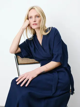 Grace & Mila Navy Faux Wrap Maxi