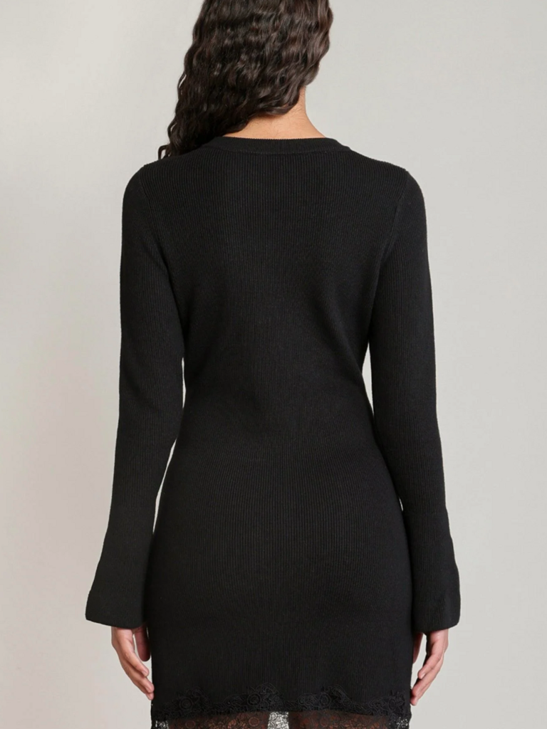 Black Tape Lace Trim Knit Dress