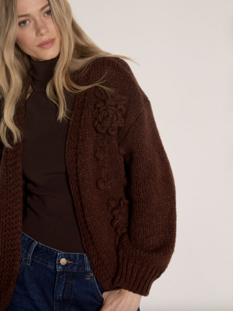 Apricot Dark Brown Open Cardi