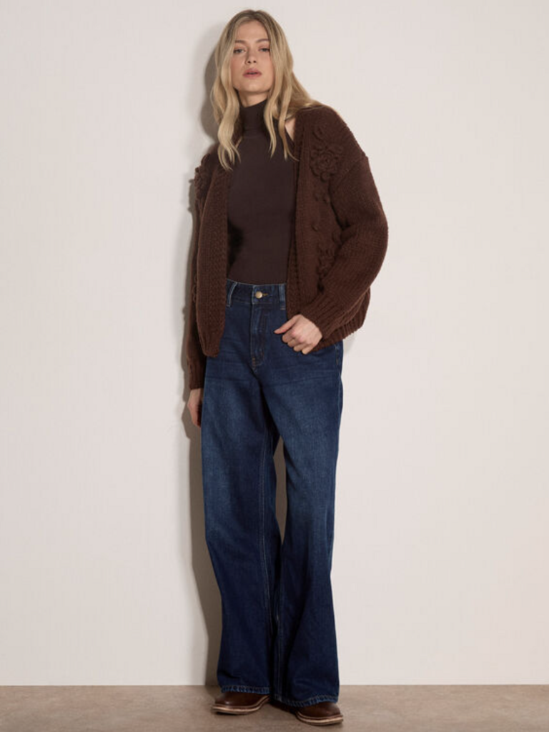 Apricot Dark Brown Open Cardi