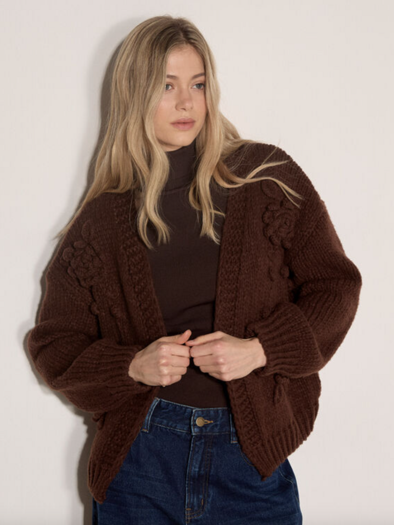 Apricot Dark Brown Open Cardi