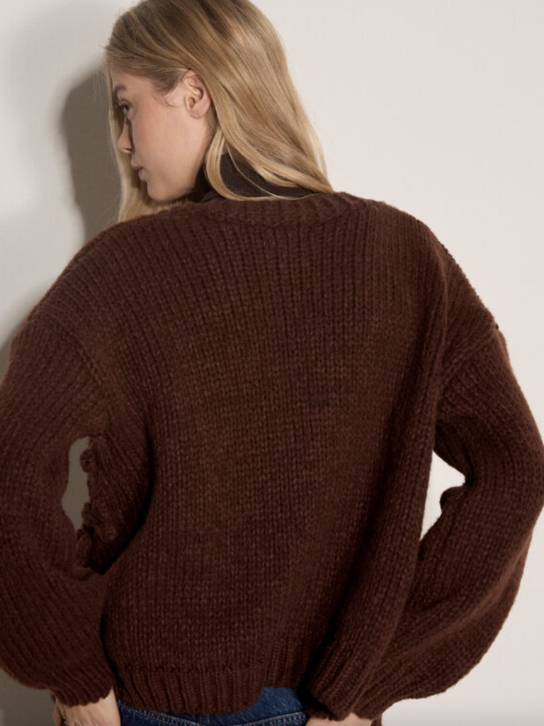 Apricot Dark Brown Open Cardi