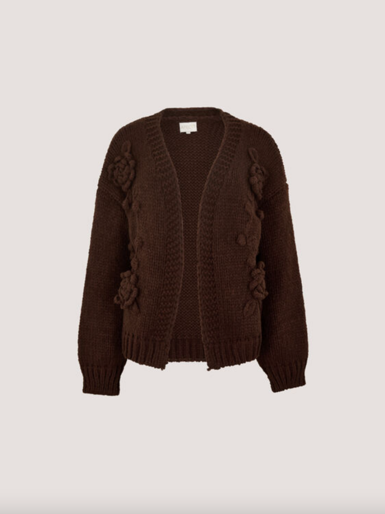 Apricot Dark Brown Open Cardi