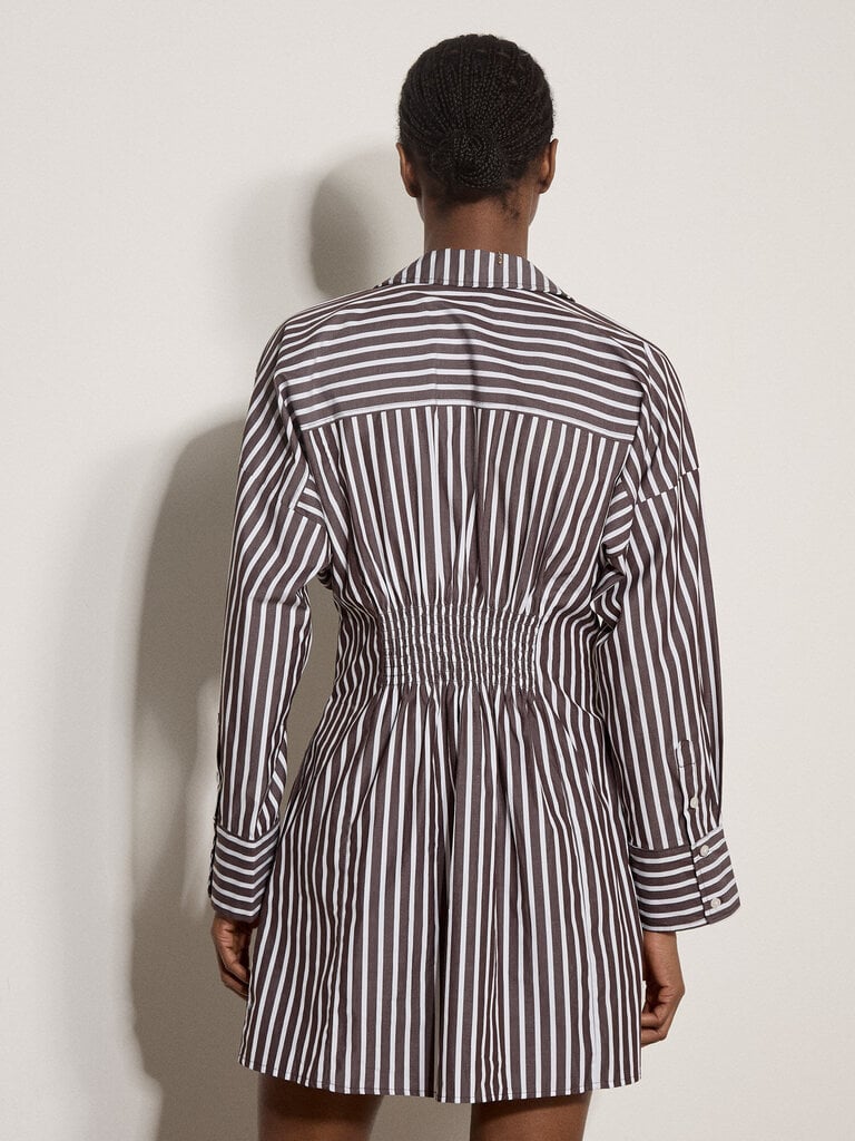 Apricot Brown Pinstripe Dress