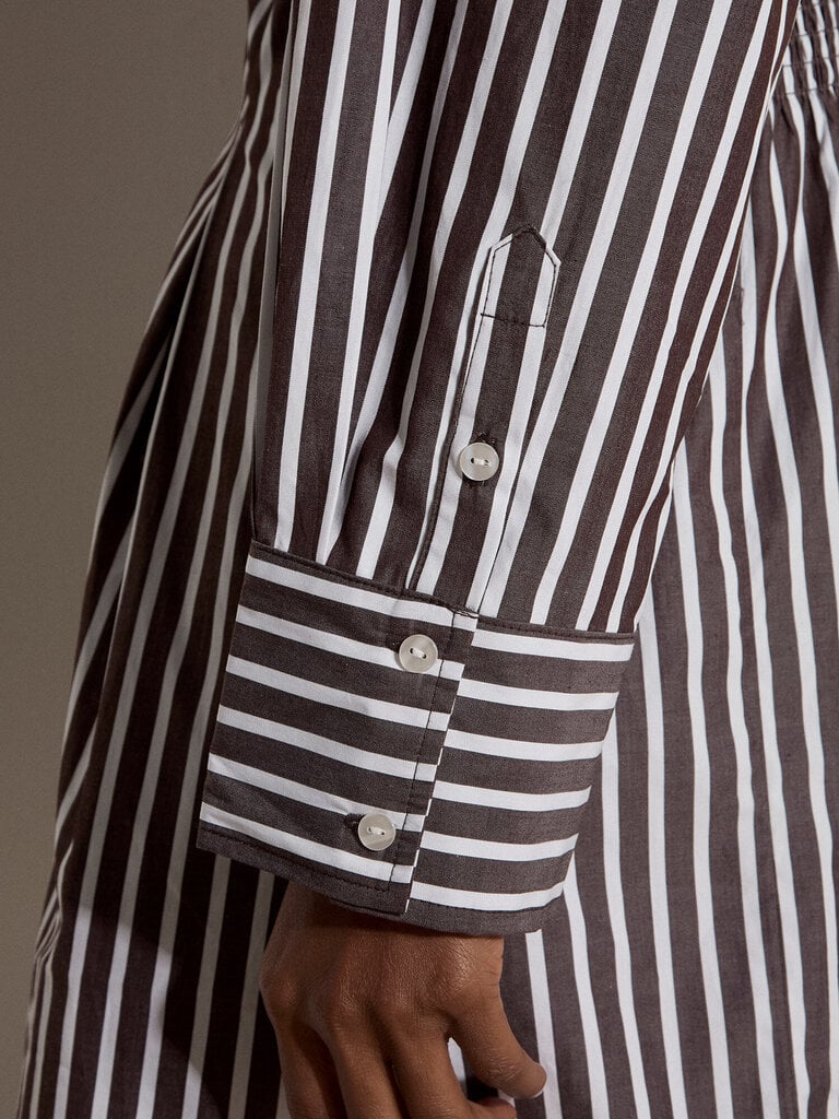 Apricot Brown Pinstripe Dress