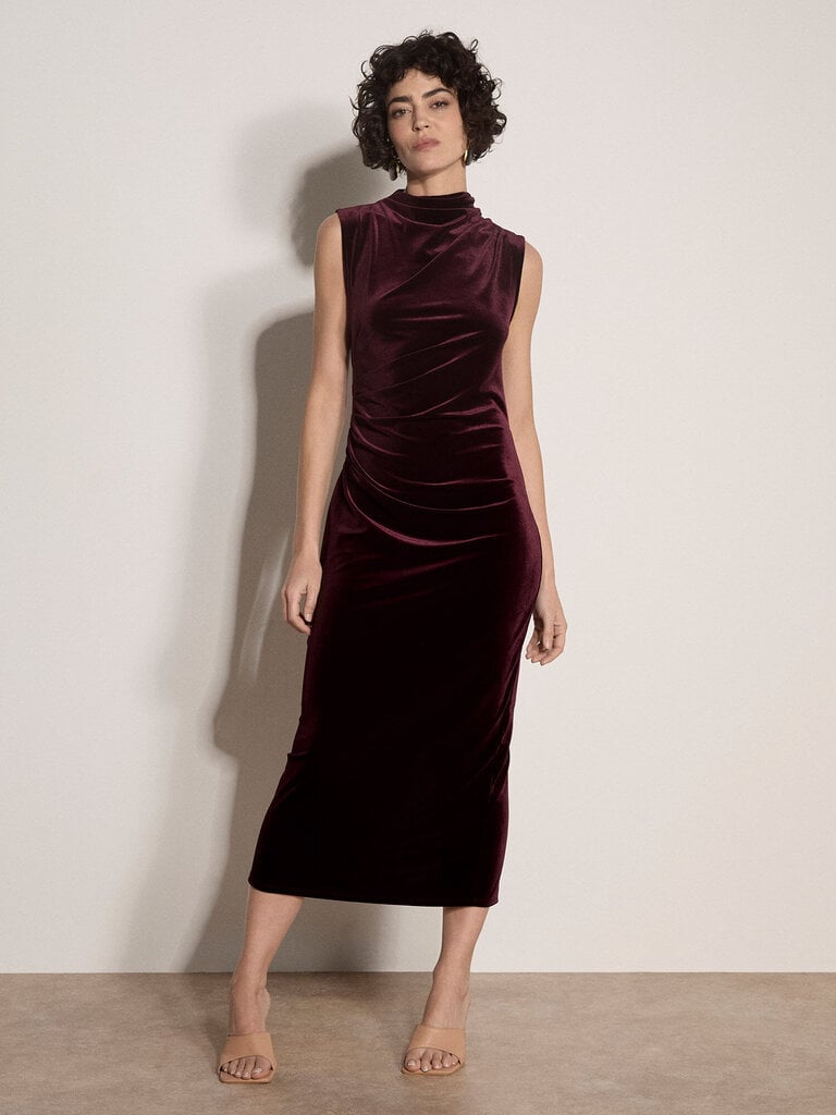 Apricot Burgundy Velvet Midi