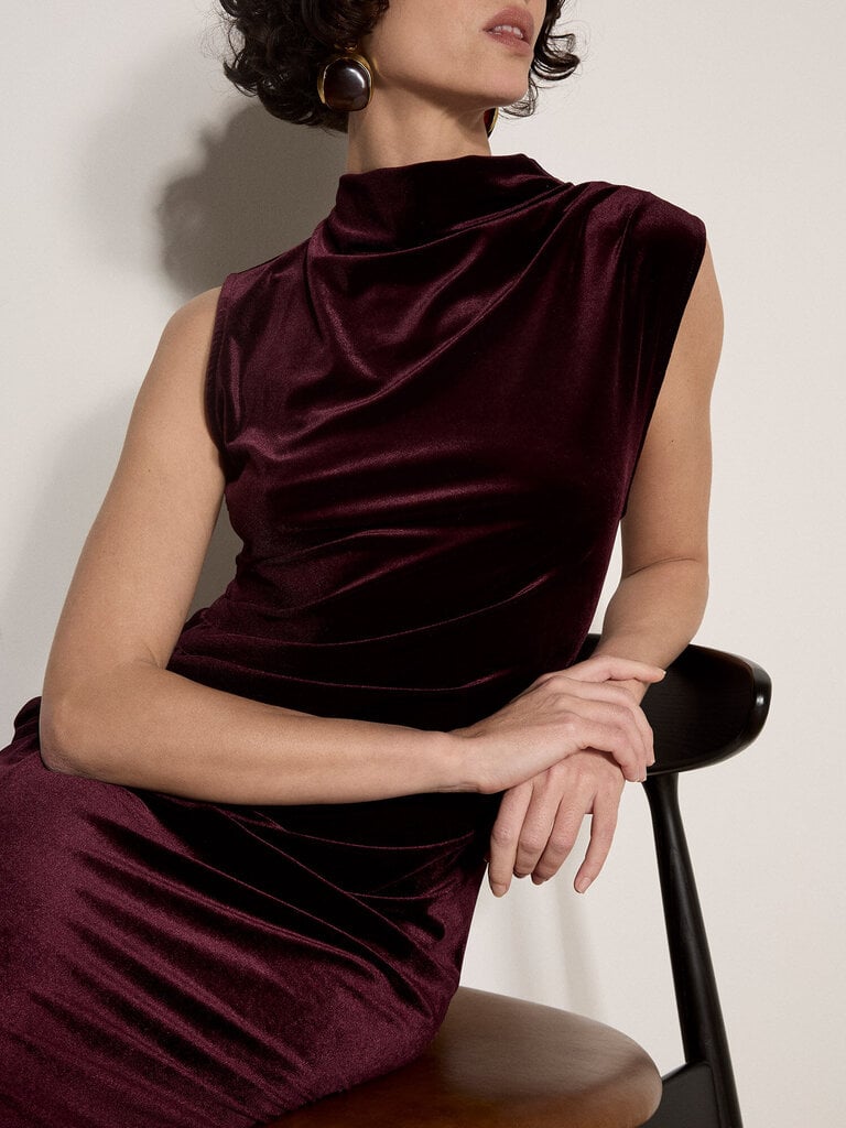 Apricot Burgundy Velvet Midi