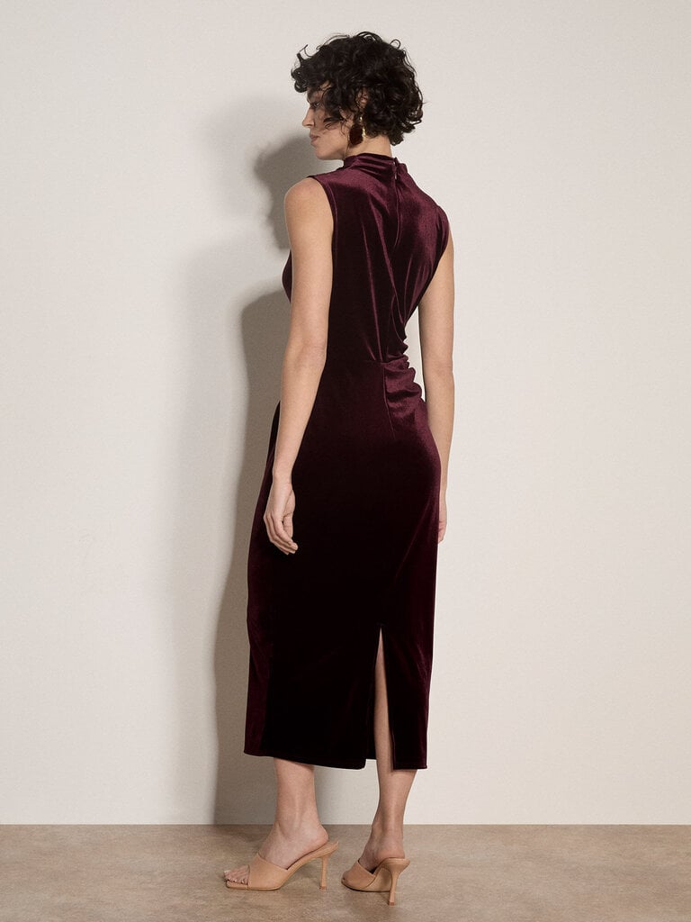 Apricot Burgundy Velvet Midi
