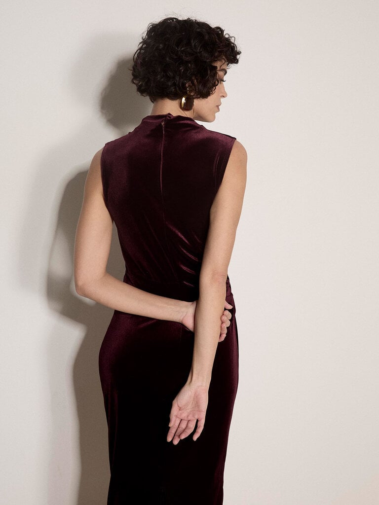 Apricot Burgundy Velvet Midi