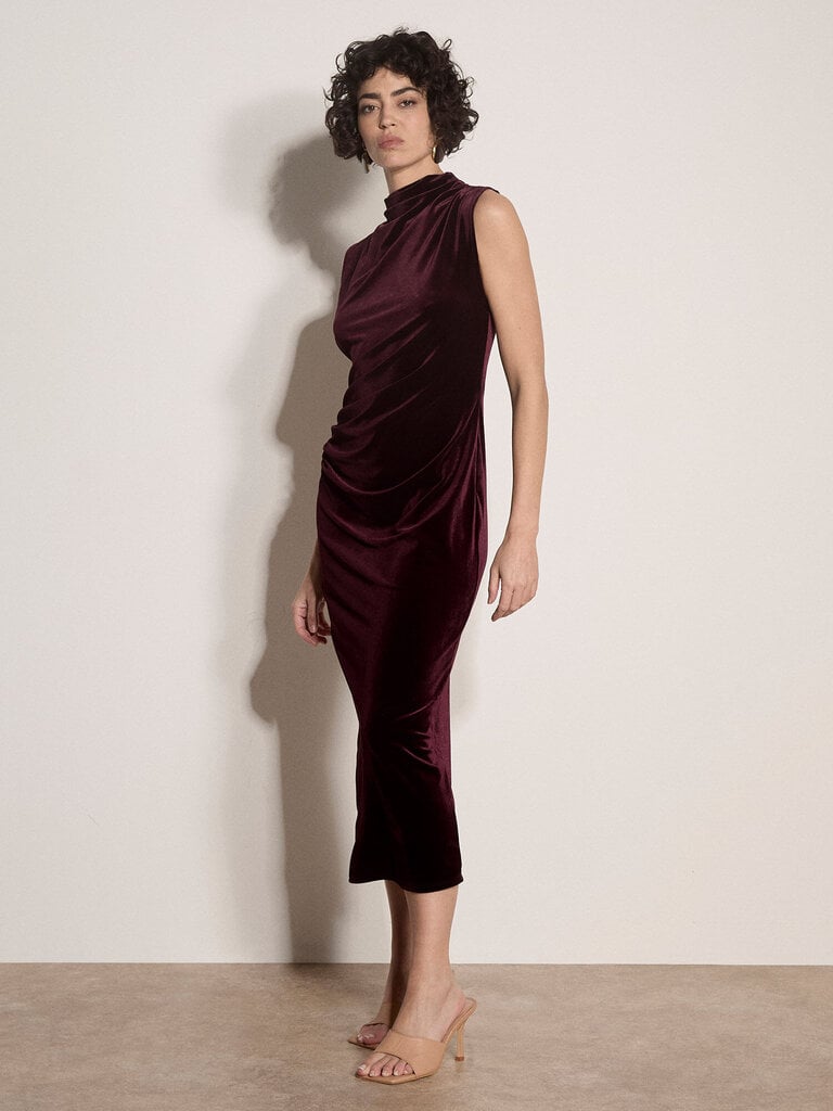 Apricot Burgundy Velvet Midi
