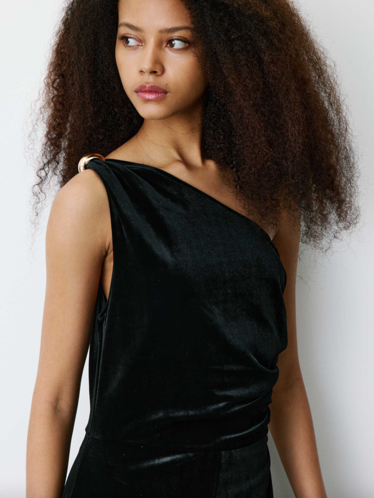 Grace & Mila Velvet One Shoulder Jumpsuit