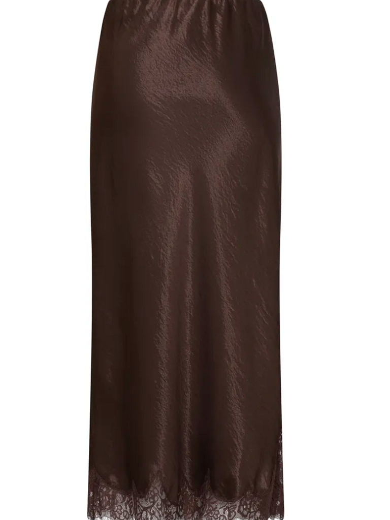 B. Young Brown Lace Trim Skirt