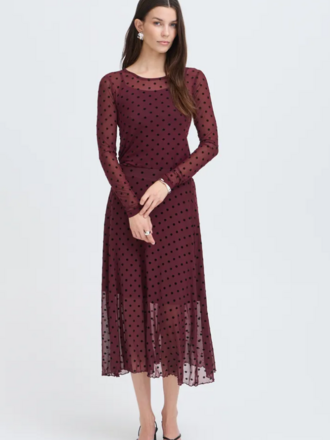 Fransa Burgundy Polka Dot Skirt