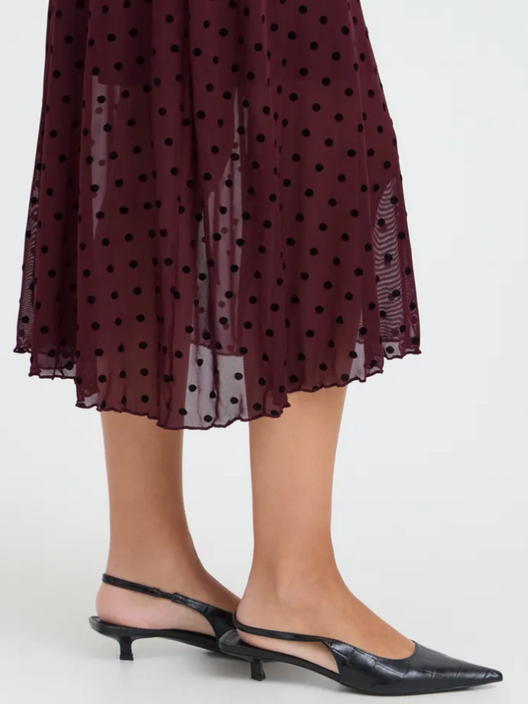 Fransa Burgundy Polka Dot Skirt