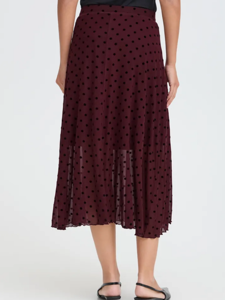 Fransa Burgundy Polka Dot Skirt