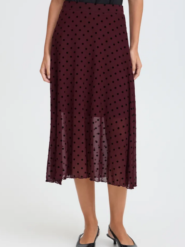 Fransa Burgundy Polka Dot Skirt