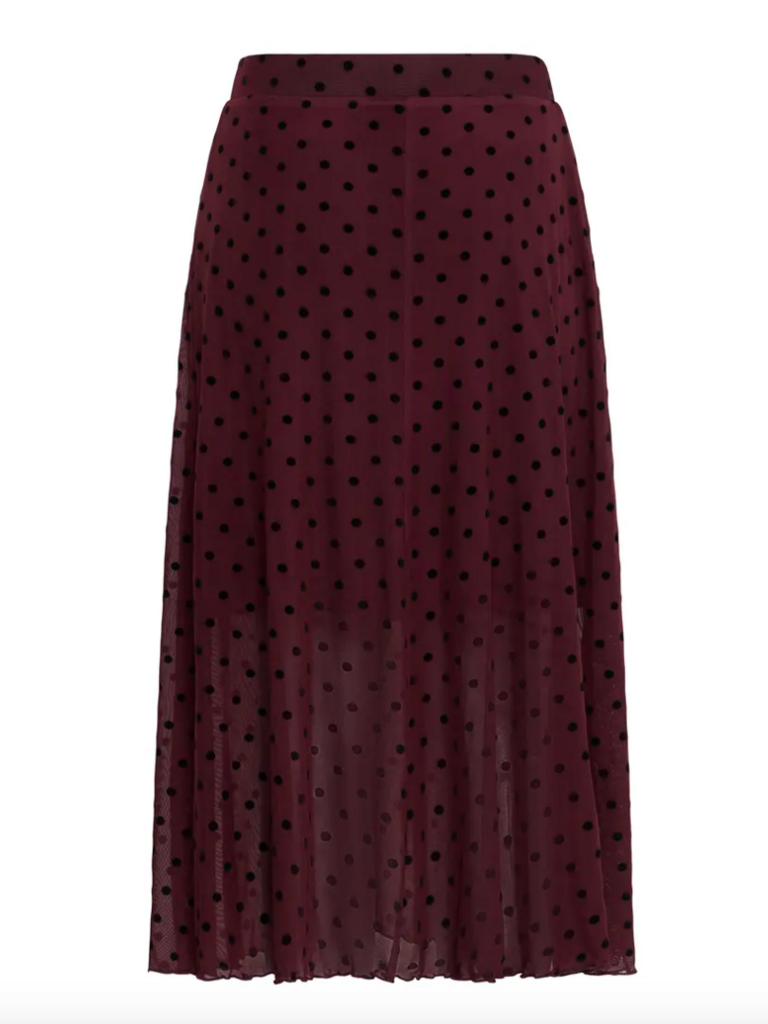 Fransa Burgundy Polka Dot Skirt