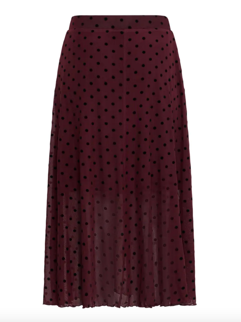 Fransa Burgundy Polka Dot Skirt