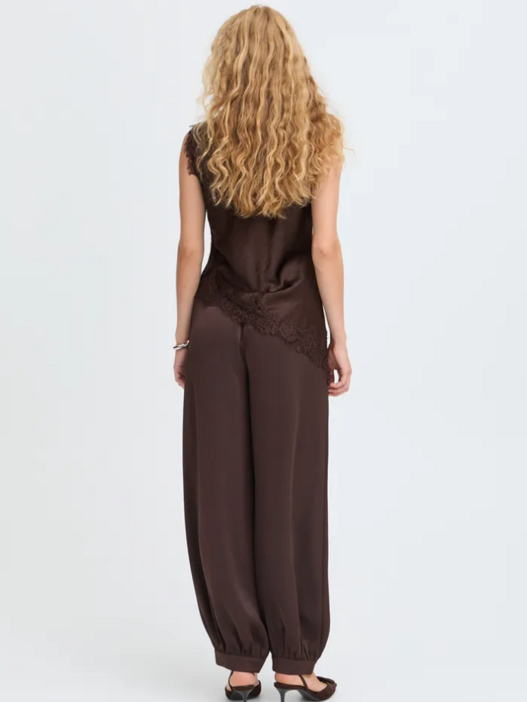 B. Young Brown Lace Trim Tank