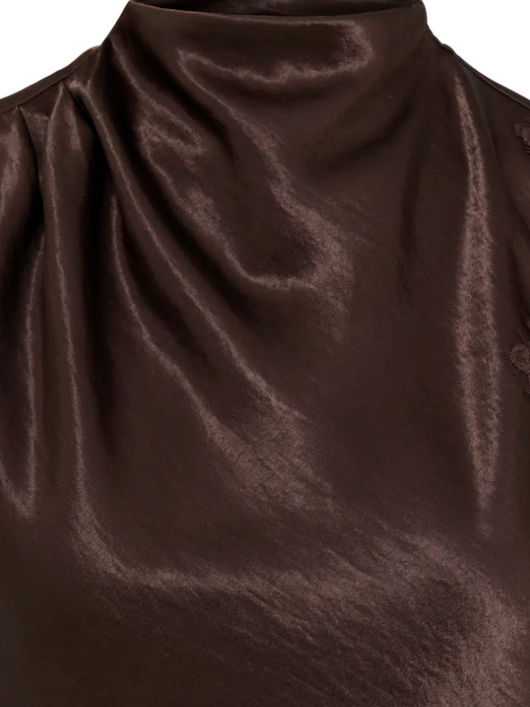 B. Young Brown Lace Trim Tank
