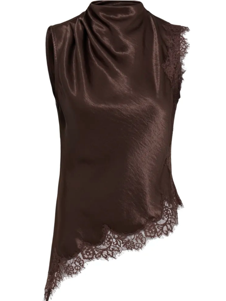 B. Young Brown Lace Trim Tank