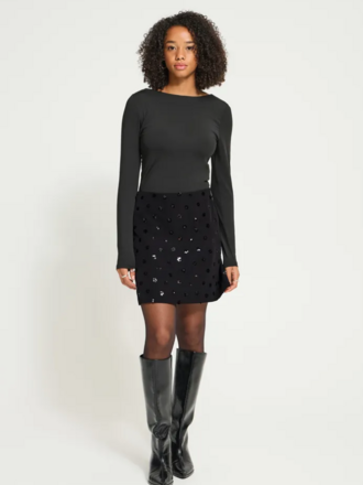 ICHI Sequinned Mini Skirt