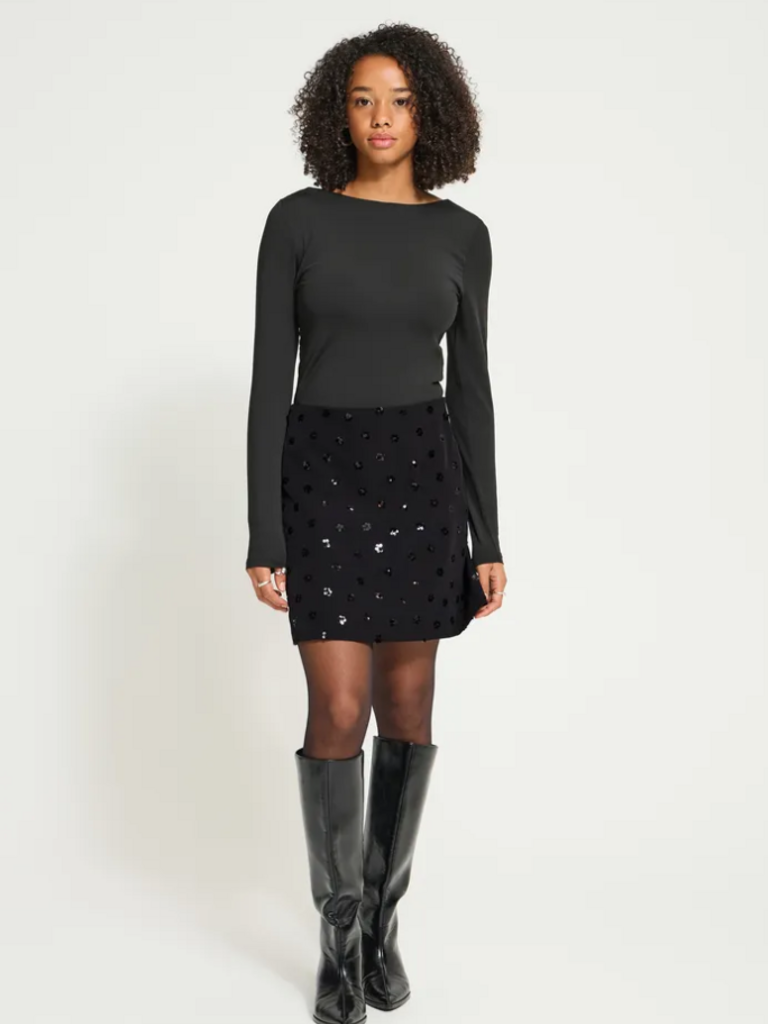 ICHI Sequinned Mini Skirt