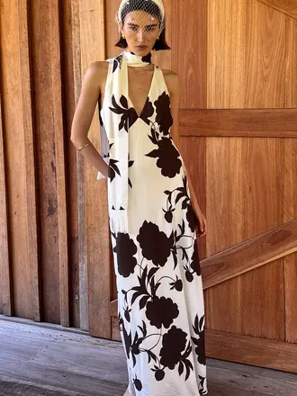 Mink Pink Chocolate Flower Maxi
