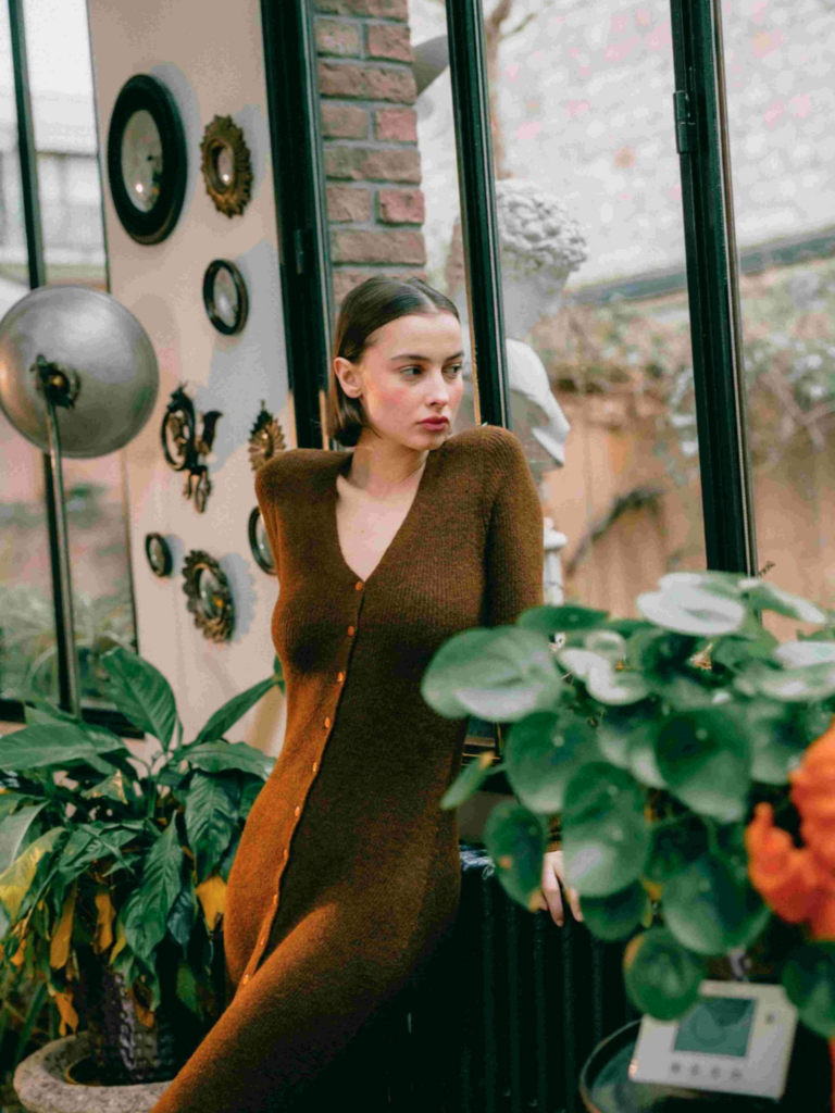 Korner Brown Long Button Cardi Dress
