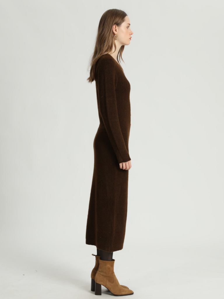 Korner Brown Long Button Cardi Dress