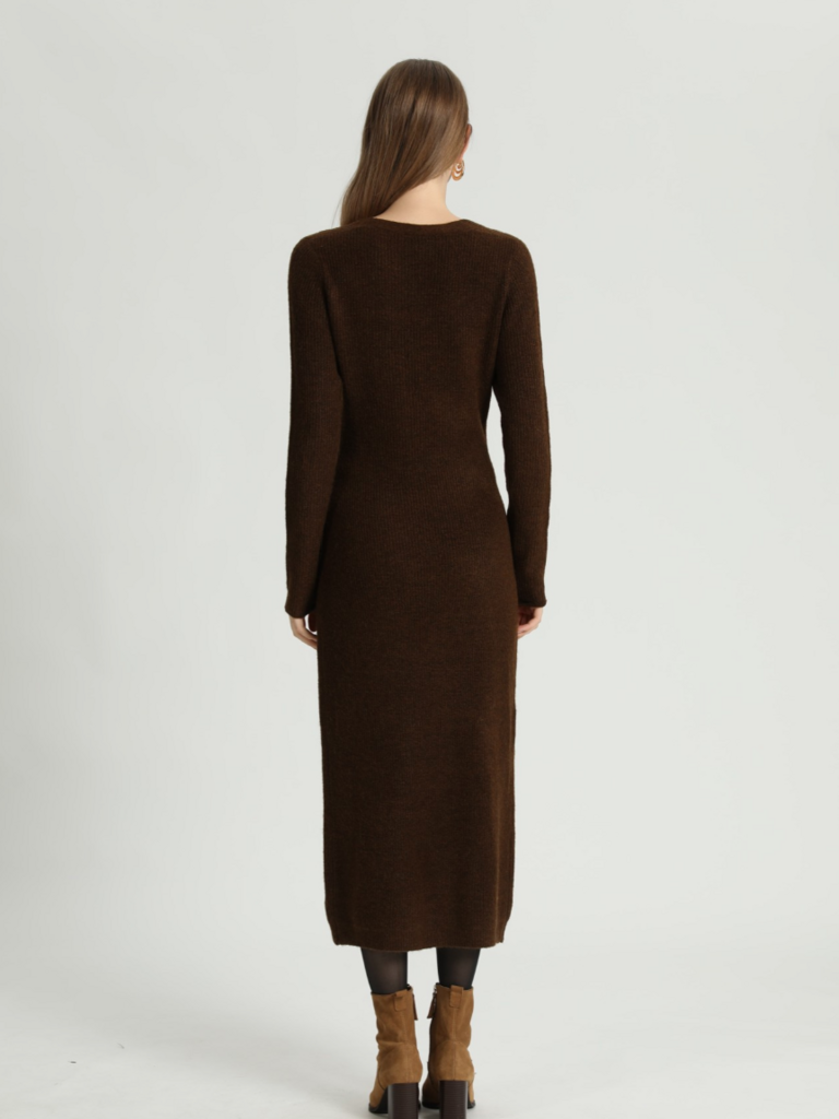 Korner Brown Long Button Cardi Dress