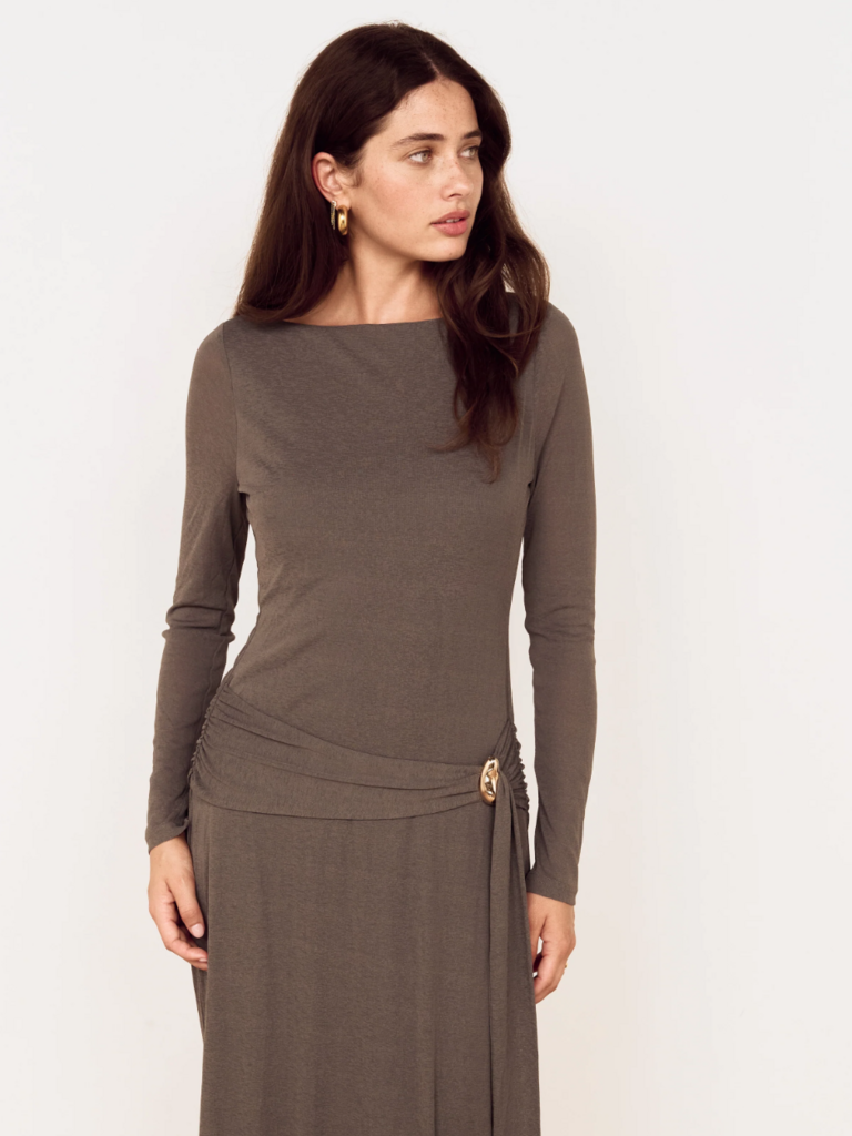 Mink Pink Fitted Charcoal Dress
